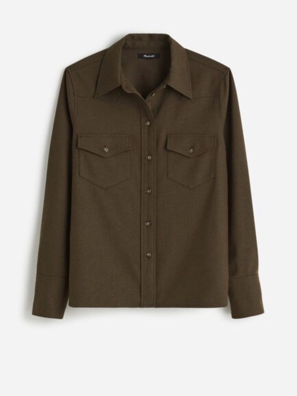 Madewell western button up shirt in brushed twill dark olive size 2 nwt